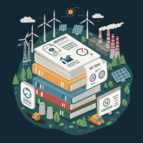 Minh họa tổng hợp tài liệu quan trọng về carbon, phát thải và net zero: nguồn thông tin thiết yếu hỗ trợ doanh nghiệp hướng tới phát triển bền vững.
